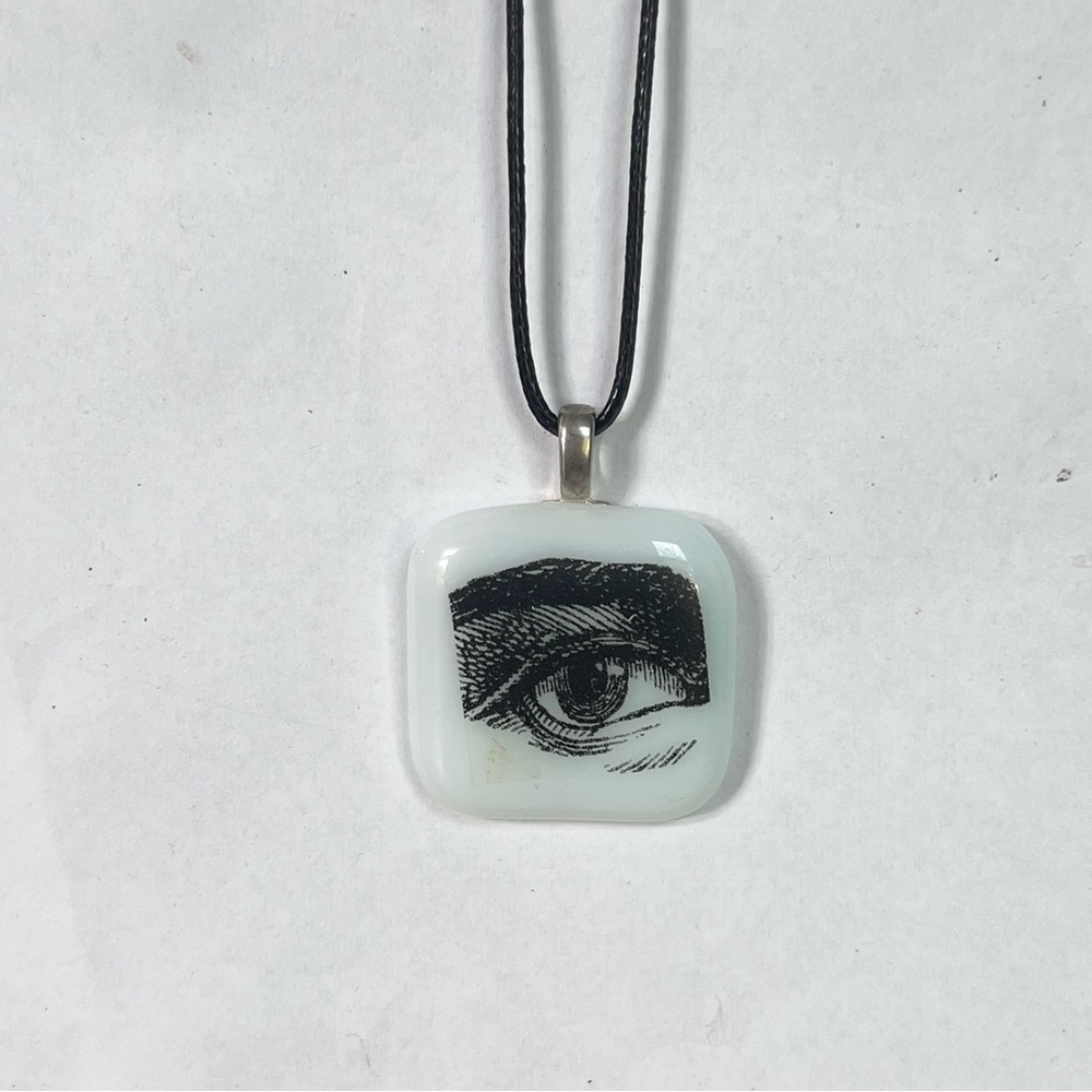 Eye Pendant Glass Pendant Black and White Artisan Pendant - Picture 4 of 4